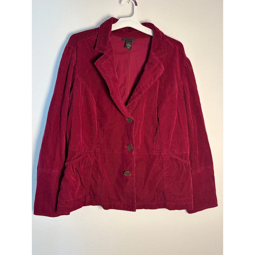 Lane Bryant Burgundy Red Corduroy Blazer Jacket Plus Size 26 Button Front Cotton